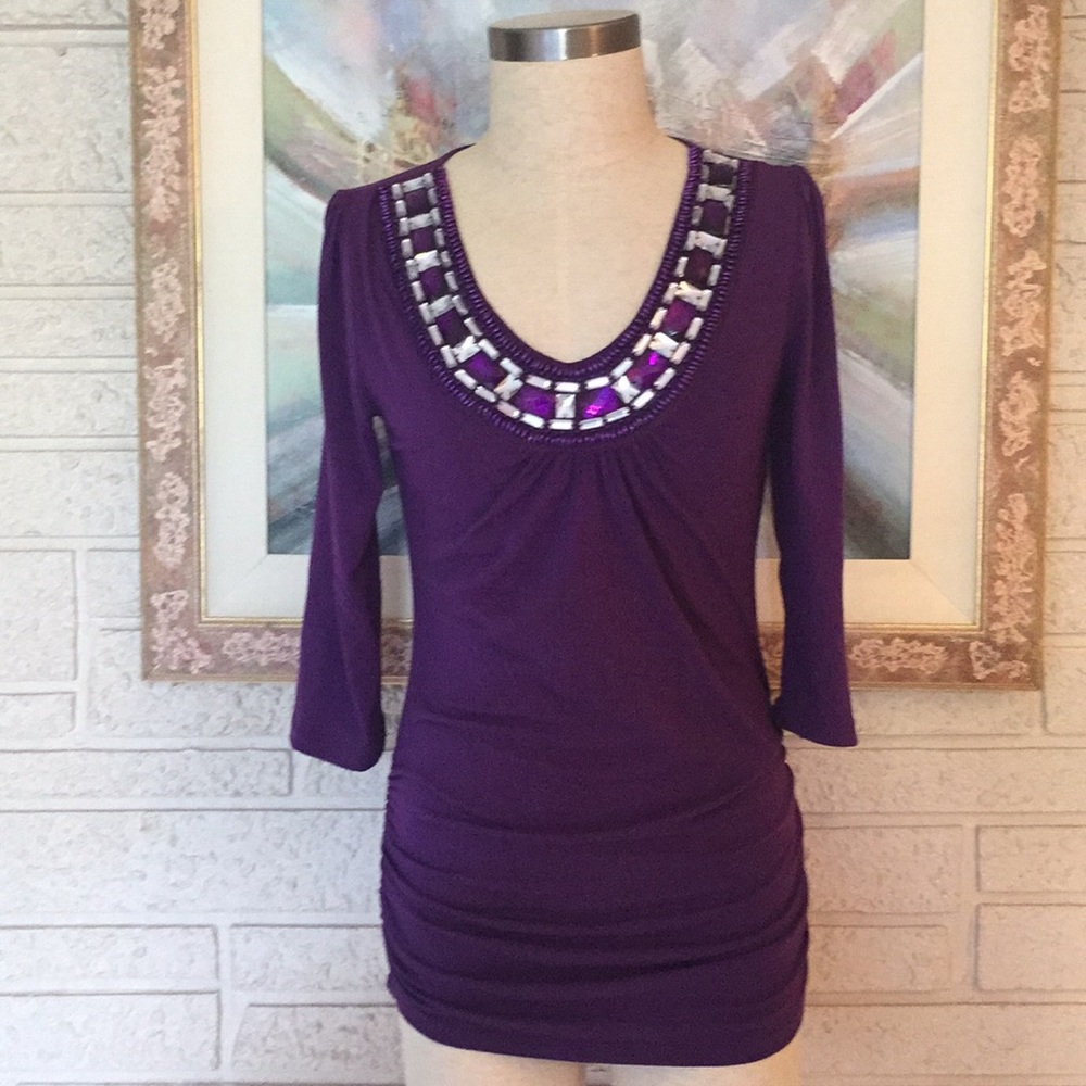 Lia Lee Beaded Neckline Top